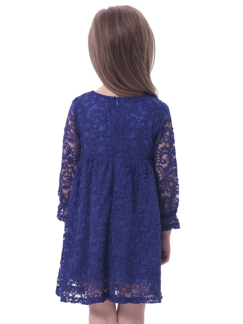 Bonny Billy Flower Girl Lace Dress Country Dresses with Sleeves 4-5 Years Blue - Image 2